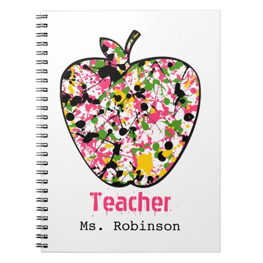 Verf Splatter Apple-laptop voor leerkrachten Notitieboek (Voorkant)