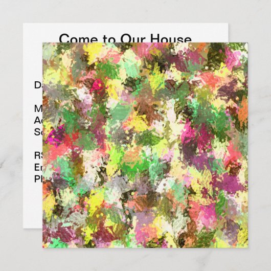 Verf Splatter Art Herfst bladeren Housewarming Kaart (Voorkant / Achterkant)