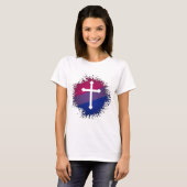 Verf Splatter Bisexual Pride Christelijke kruis T-shirt (Voorkant volledig)