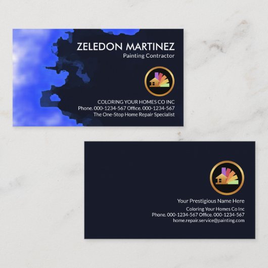 Verf Splatter Blotches Home Schilderen Visitekaartje (Voorkant / Achterkant)