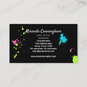 Verf Splatter Colorful Nail Makeup Artist Black Visitekaartje (Achterkant)