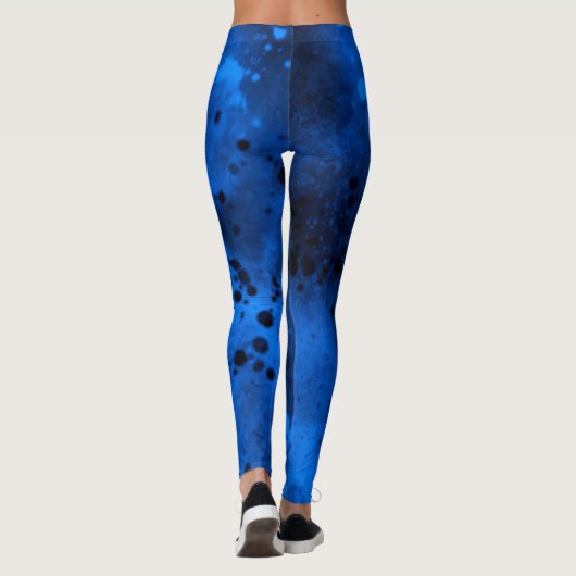 Verf Splatter effect Blauw & Zwart Leggings (Achterkant)