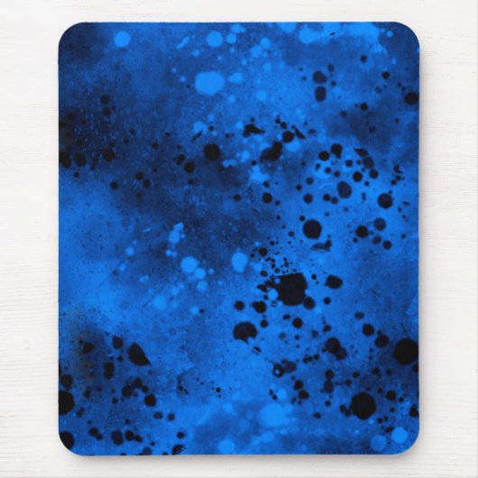 Verf Splatter effect Blauw & Zwart Muismat (Voorkant)