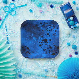 Verf Splatter Effect Blauw & Zwart Papieren Bordje