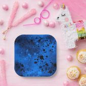 Verf Splatter Effect Blauw & Zwart Papieren Bordje (Feest)