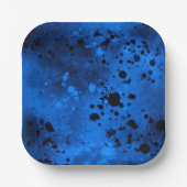 Verf Splatter Effect Blauw & Zwart Papieren Bordje (Voorkant)