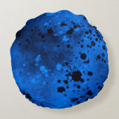 Verf Splatter effect Blauw & Zwart Rond Kussen (Achterkant)