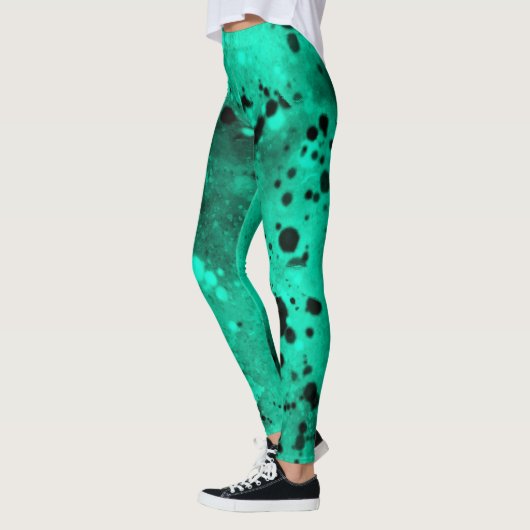 Verf Splatter effect Groen & Zwart Leggings (Links)