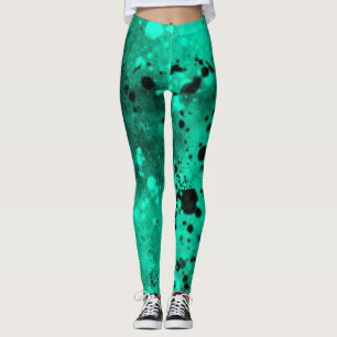 Verf Splatter effect Groen & Zwart Leggings