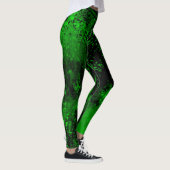 Verf Splatter effect Groen & Zwart Leggings (Rechts)