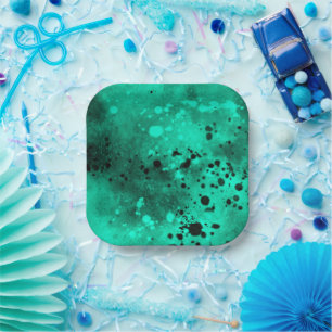 Verf Splatter Effect Groen & Zwart Papieren Bordje