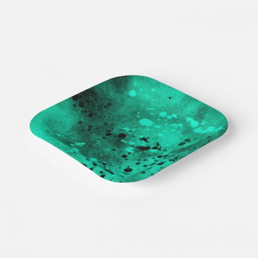 Verf Splatter Effect Groen & Zwart Papieren Bordje (Gebogen)