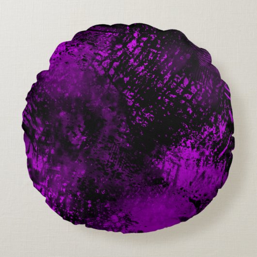 Verf Splatter effect paarse & Zwart Rond Kussen (Voorkant)