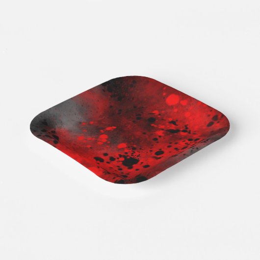 Verf Splatter Effect Rood & Zwart Papieren Bordje (Gebogen)