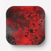 Verf Splatter Effect Rood & Zwart Papieren Bordje (Voorkant)