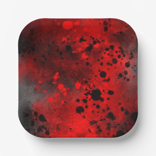 Verf Splatter Effect Rood & Zwart Papieren Bordje (Voorkant)
