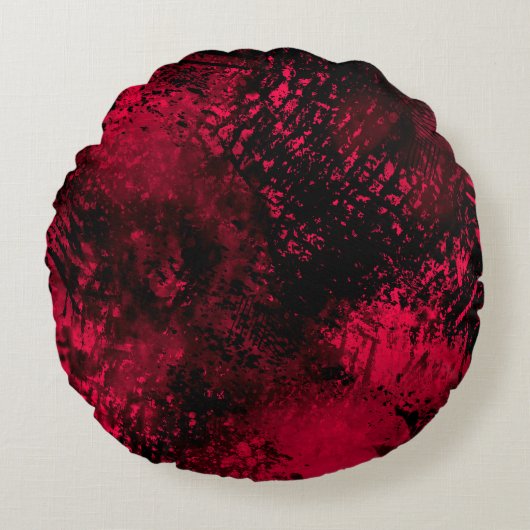 Verf Splatter effect Rood & Zwart Rond Kussen (Voorkant)