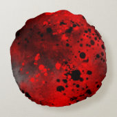 Verf Splatter effect Rood & Zwart Rond Kussen (Achterkant)