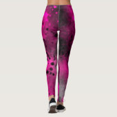 Verf Splatter effect Roze & Zwart Leggings (Achterkant)
