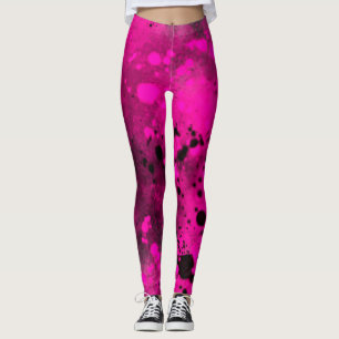 Verf Splatter effect Roze & Zwart Leggings
