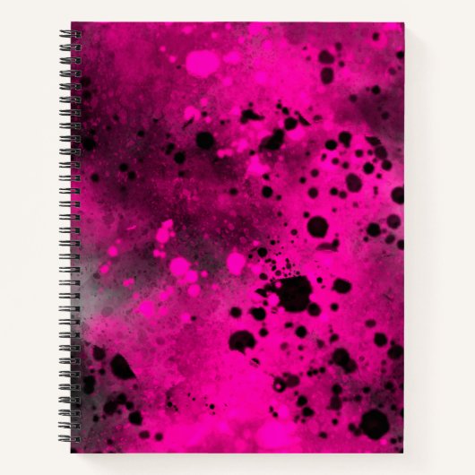 Verf Splatter Effect Roze & Zwart Notitieboek (Voorkant)