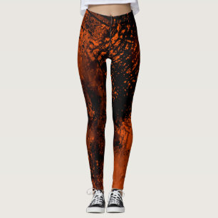 Verf Splatter effect Sinaasappel & Zwart Leggings