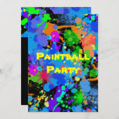 Verf Splatter, Faux Neon, Uitnodiging voor verjaar (Voorkant / Achterkant)