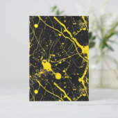 Verf splatter - geel op zwart bedankkaart (Staand voorkant)