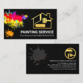 Verf Splatter Goud Huis Borstel Schilder Visitekaartje (Voorkant / Achterkant)