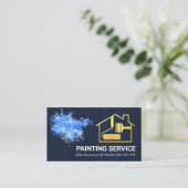 Verf Splatter Goud Huis Borstel Schilderen Visitekaartje (Staand voorkant)