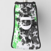 Verf Splatter Groen Zwart Wit Monogram Golfheadcover (Draai 90)