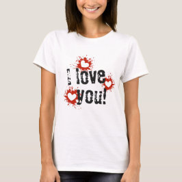 Verf Splatter Hearts, ik hou van de T-shirt van ju