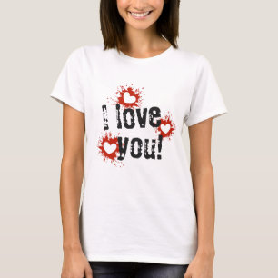 Verf Splatter Hearts, ik hou van de T-shirt van ju