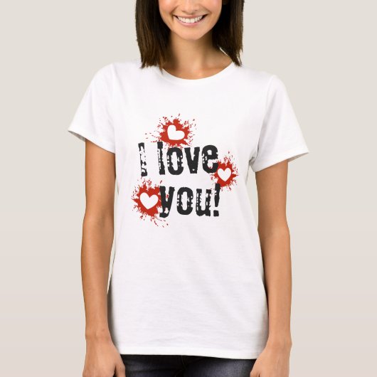 Verf Splatter Hearts, ik hou van de T-shirt van ju (Voorkant)