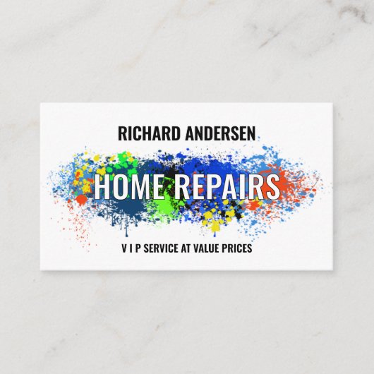 Verf Splatter Home Reparaties Remodellering Visitekaartje (Voorkant)