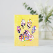 Verf Splatter Hond Paw Print Kunst Briefkaart (Staand voorkant)
