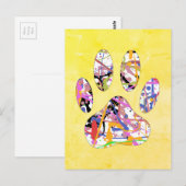 Verf Splatter Hond Paw Print Kunst Briefkaart (Voorkant / Achterkant)
