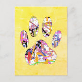 Verf Splatter Hond Paw Print Kunst Briefkaart (Voorkant)