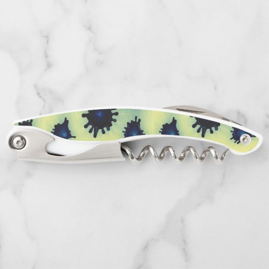 Verf Splatter in blauw en groen Kurkentrekker (Voorkant)