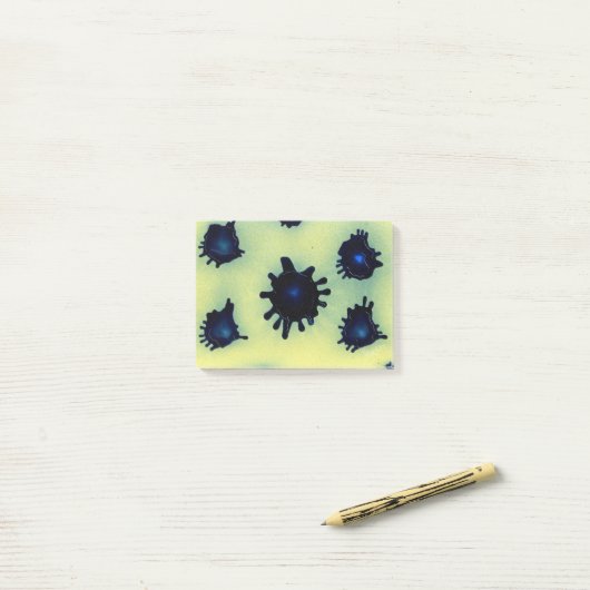 Verf Splatter in blauw Post-it® Notes (Op bureau)