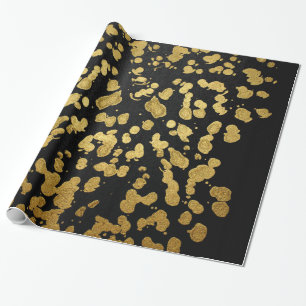 Verf Splatter in Faux Gold en Black Cadeaupapier