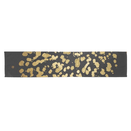 Verf Splatter in Faux Gold en Black Korte Tafelloper (Horizontaal)