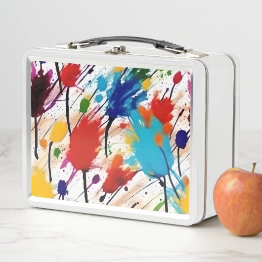 Verf Splatter Metalen Lunchbox, Art Supplies Box (In situ)