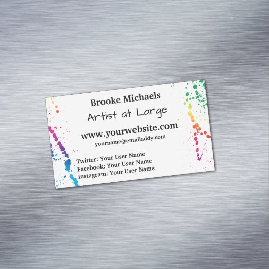 [Verf Splatter] Modern Abstract artistiek wit Magnetisch Visitekaartje (Voorbeeld)