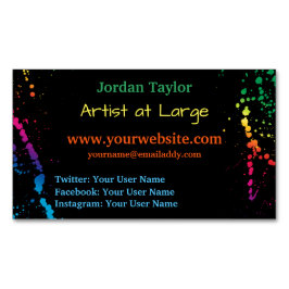 [Verf Splatter] Modern Abstract artistiek zwart Magnetisch Visitekaartje
