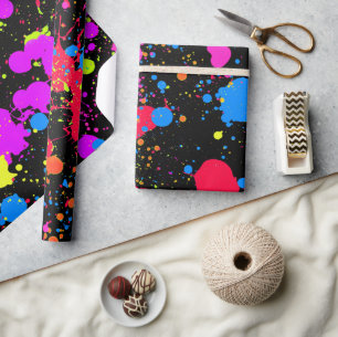 Verf Splatter Neon, Faux Glow in the Dark, Cadeaupapier