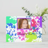 Verf Splatter Neon Foto Hartelijk dank Bedankkaart (Staand voorkant)