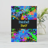 Verf Splatter, Neon, Verjaardag Uitnodiging (Staand voorkant)