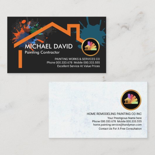 Verf Splatter op gebouw Home Lijst Visitekaartje (Voorkant / Achterkant)