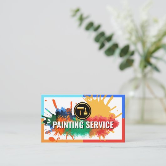 Verf Splatter op kleurrijke Lijsten rand Visitekaartje (Staand voorkant)